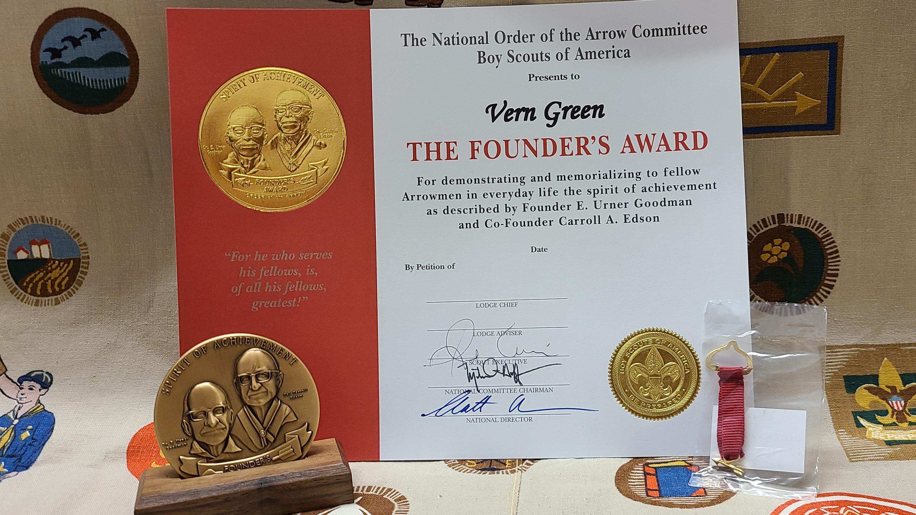 Scoutmaster Earns Order of the Arrow Founders Award